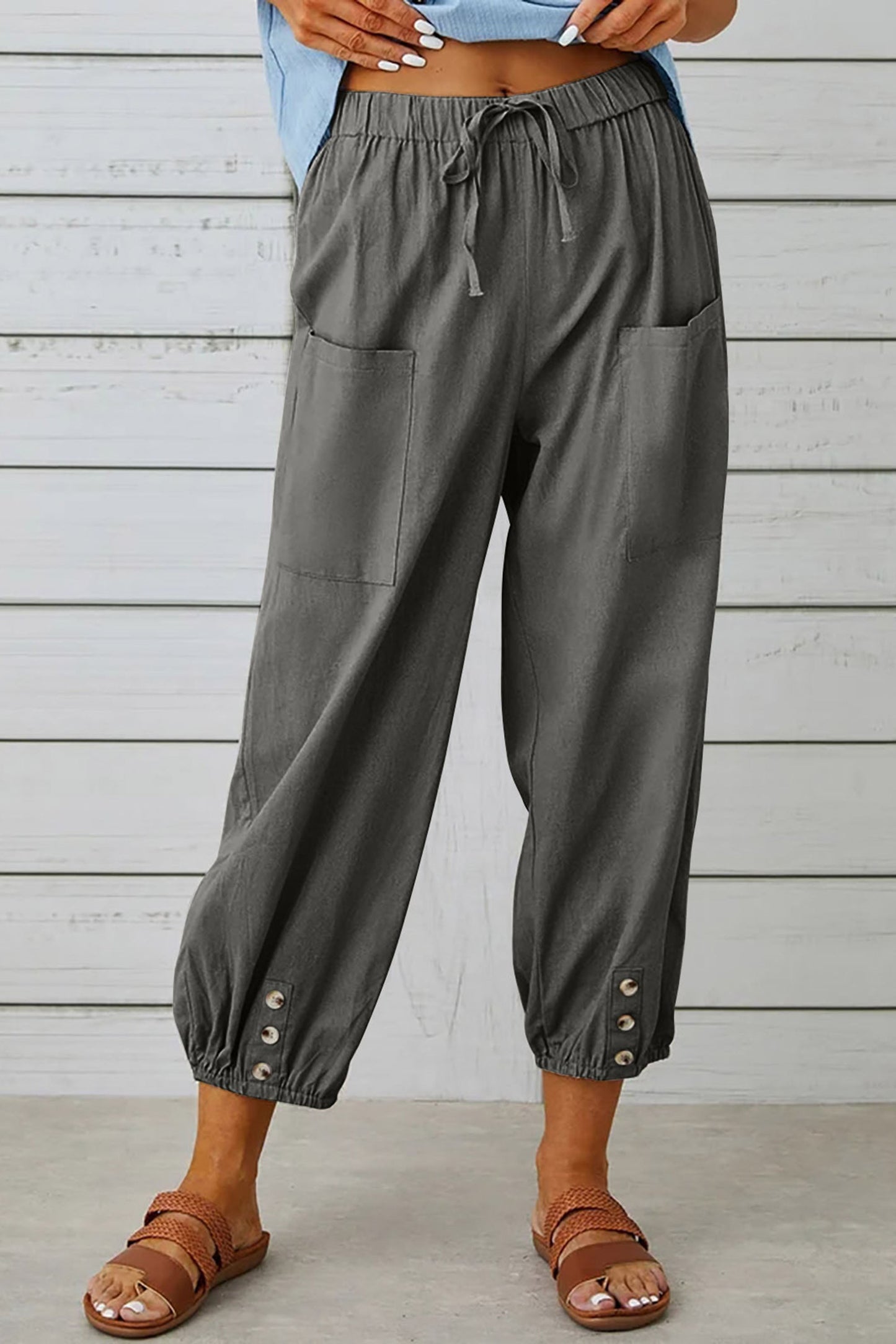 Waverly | Fashionable Harem Pants With Button Detail For A Trendy Look