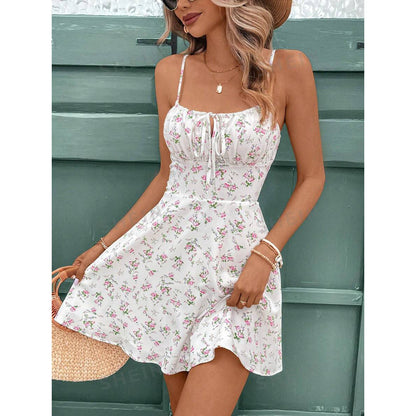 Tina | Women'S Floral Dress With Adjustable Spaghetti Straps And Fitted Cut