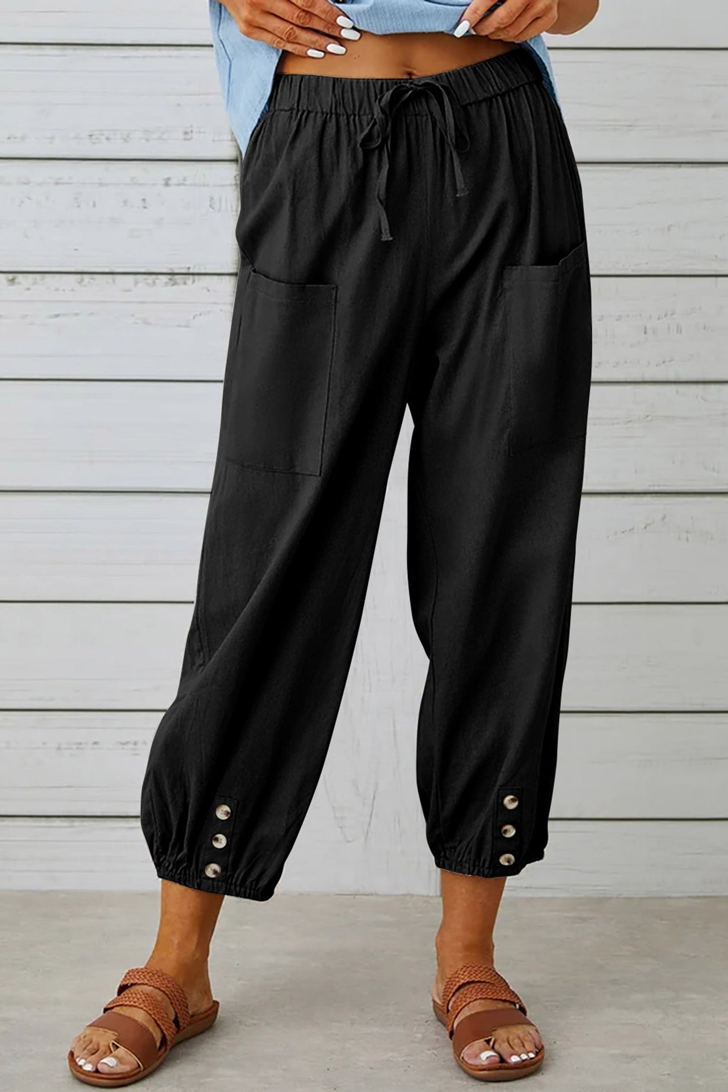 Waverly | Fashionable Harem Pants With Button Detail For A Trendy Look