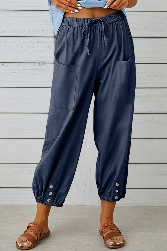 Waverly | Fashionable Harem Pants With Button Detail For A Trendy Look