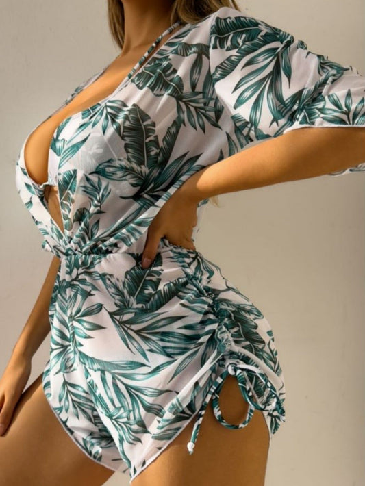 Uxía | Tropical Printed Three-Piece Sexy Bikini