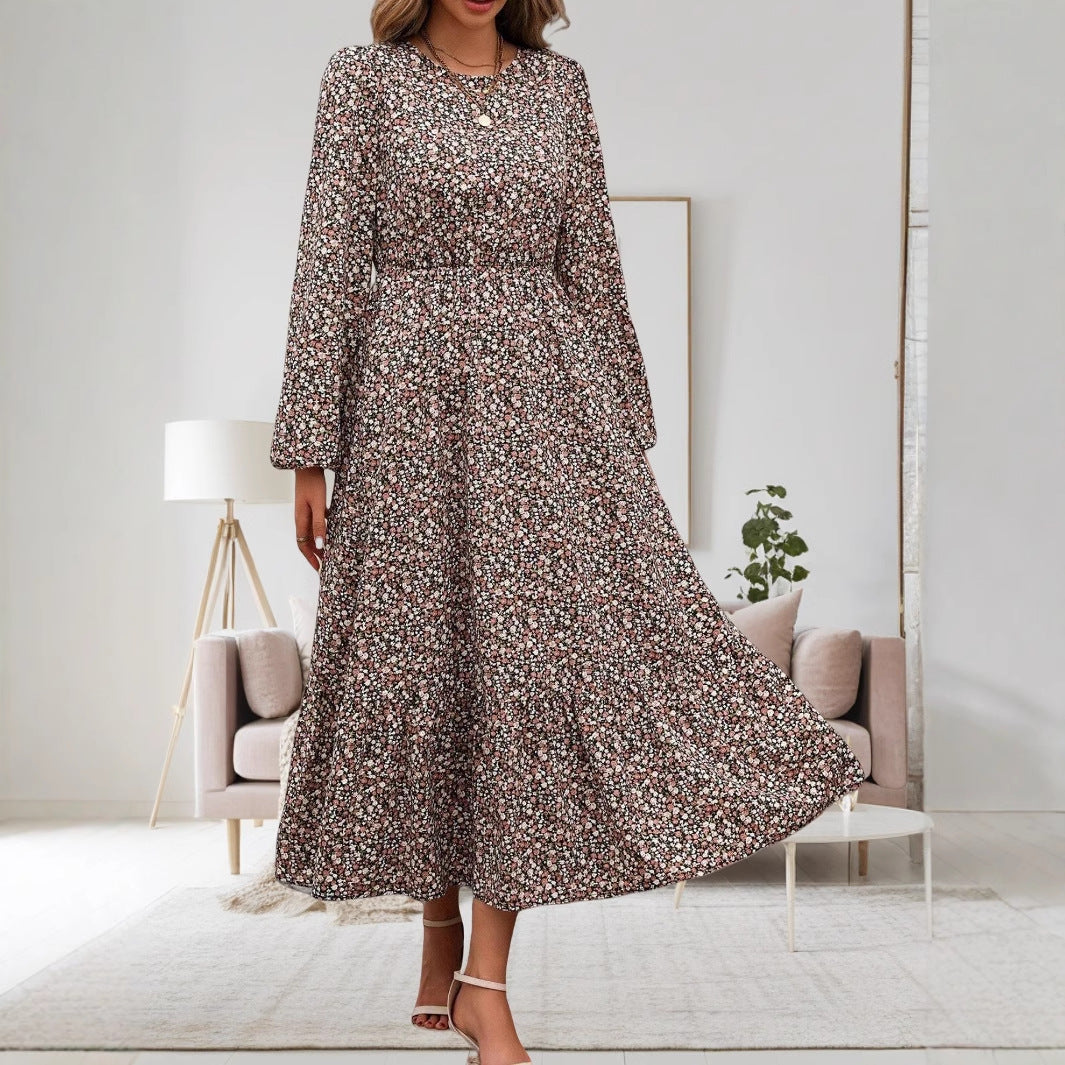 Teresa | Women'S Floral Print Midi Dress With Long Sleeves