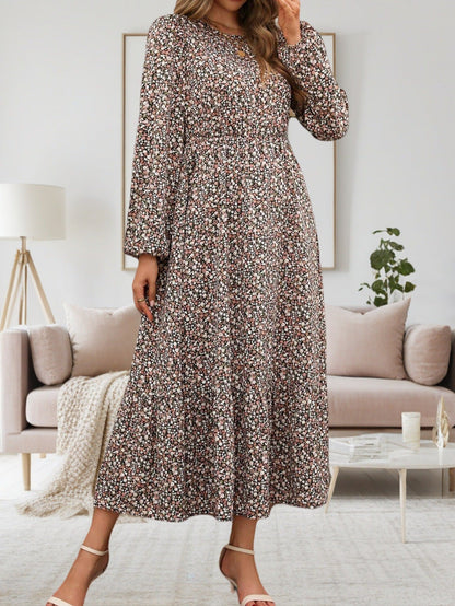 Teresa | Women'S Floral Print Midi Dress With Long Sleeves