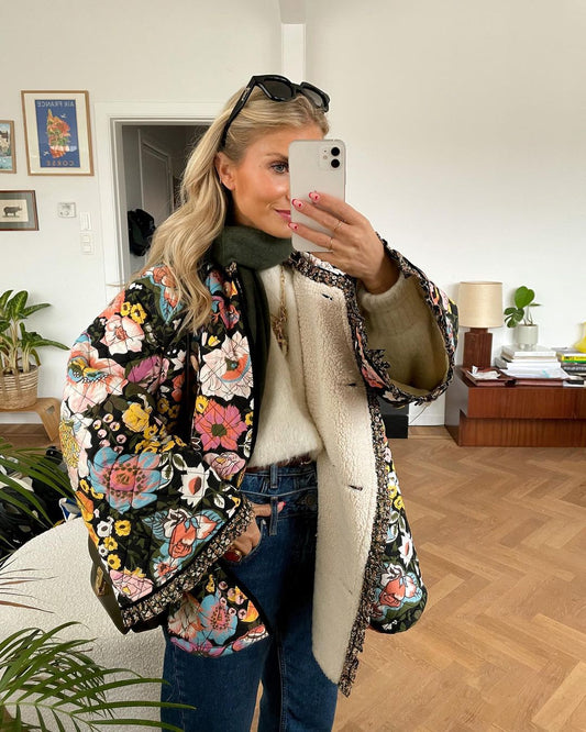 Xandra | Stylish quilted jacket with floral pattern for women