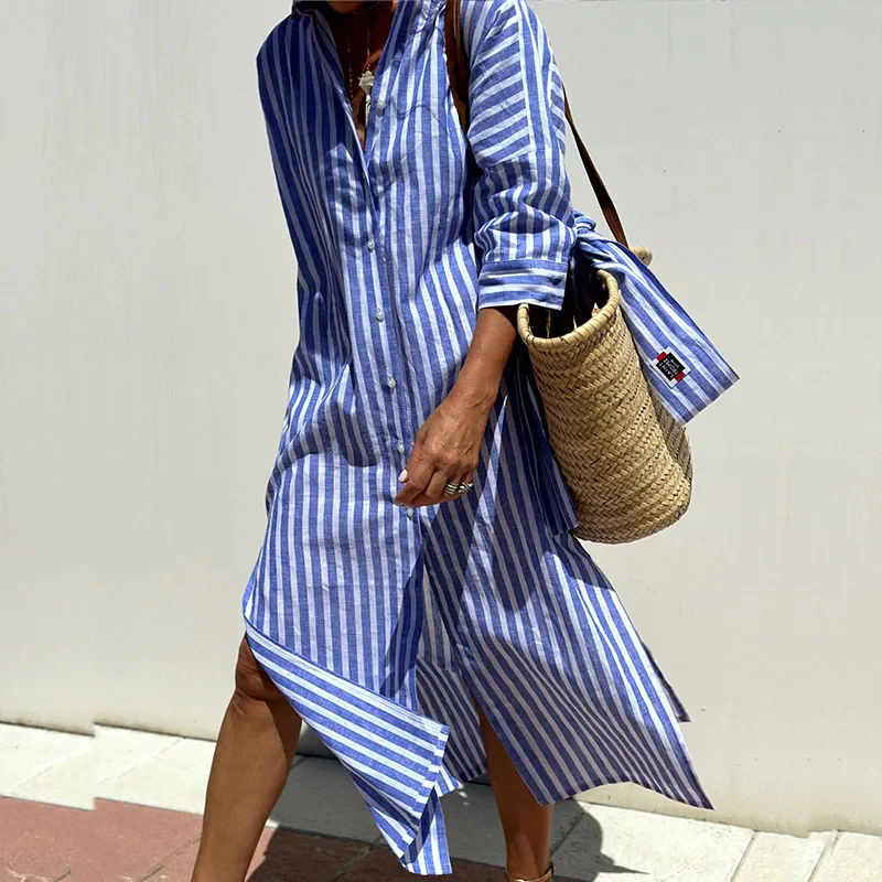 Willow | Striped shirt dress with an elegant design for everyday wear or events