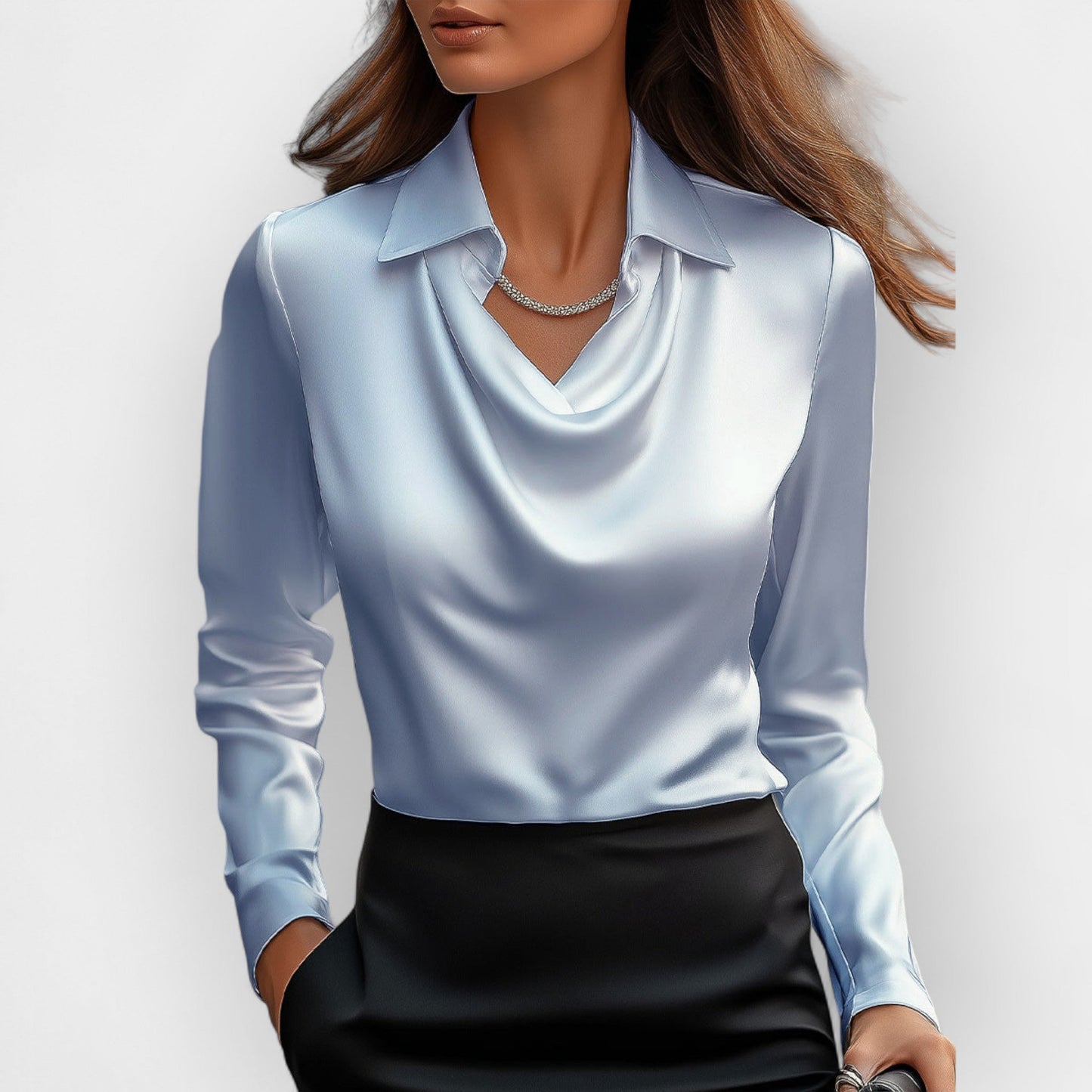 Vanesa| Judith ��������� Elegant satin blouse with waterfall collar
