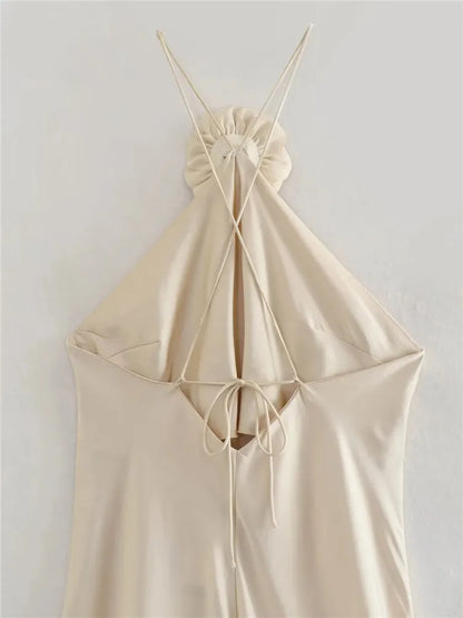 Thea | Elegant Midi Dress With Floral Halter