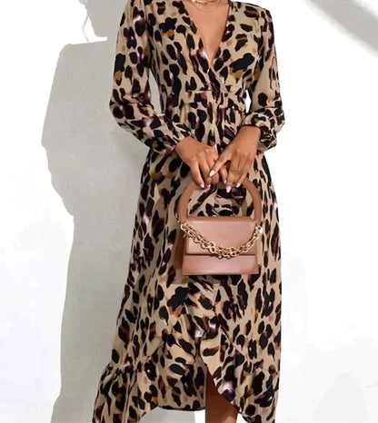 Vera | Leopard Print V-Neck Dress