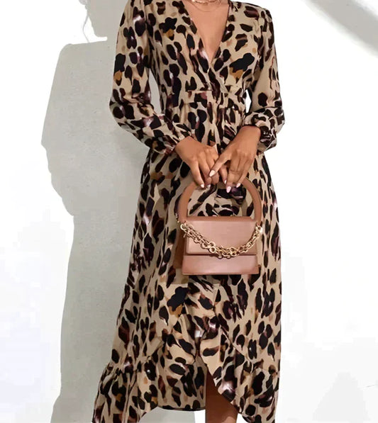 Vera | Leopard Print V-Neck Dress