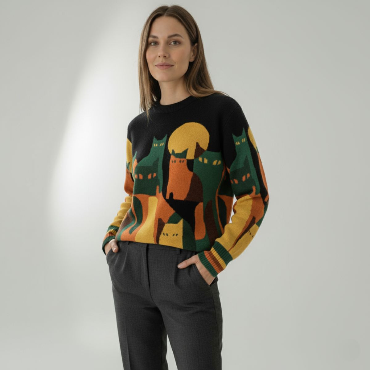Willa | Unisex jumper with cat print, stylish and comfortable