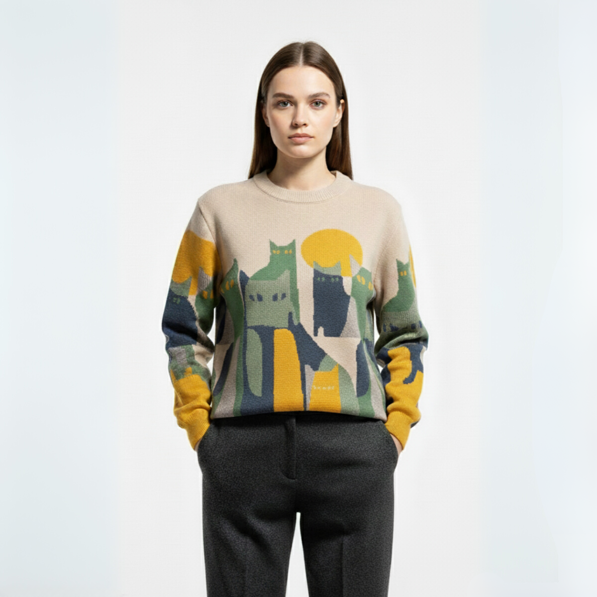 Willa | Unisex jumper with cat print, stylish and comfortable