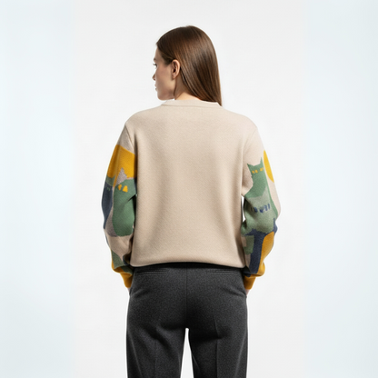 Willa | Unisex jumper with cat print, stylish and comfortable