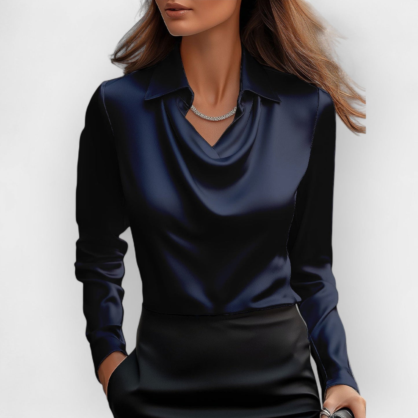 Vanesa| Judith ��������� Elegant satin blouse with waterfall collar