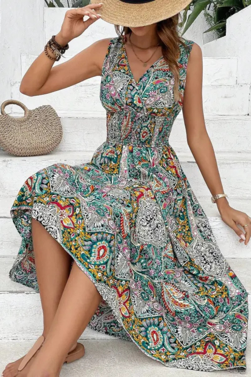 Veerle | Highwaisted sleeveless bohemian dress