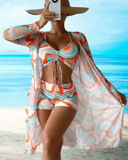 Thalia | High-Waisted Bikini Set With Cover-Up