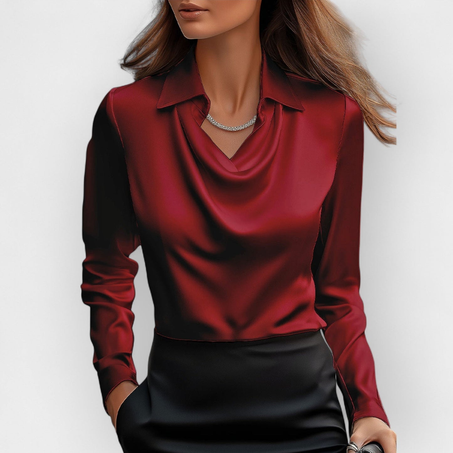 Vanesa| Judith ��������� Elegant satin blouse with waterfall collar