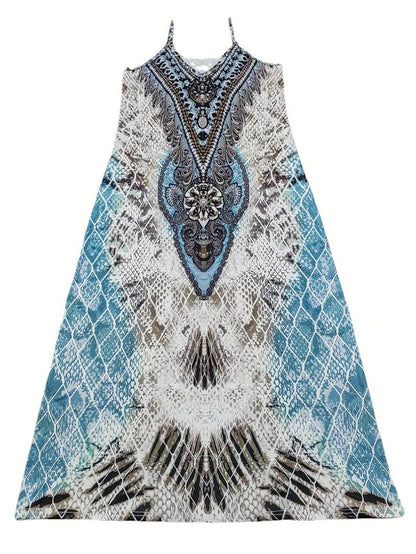 Abigail | Sleeveless Dress With A Feather Pattern