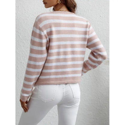 Xenia | Classic striped cardigan with button placket for women