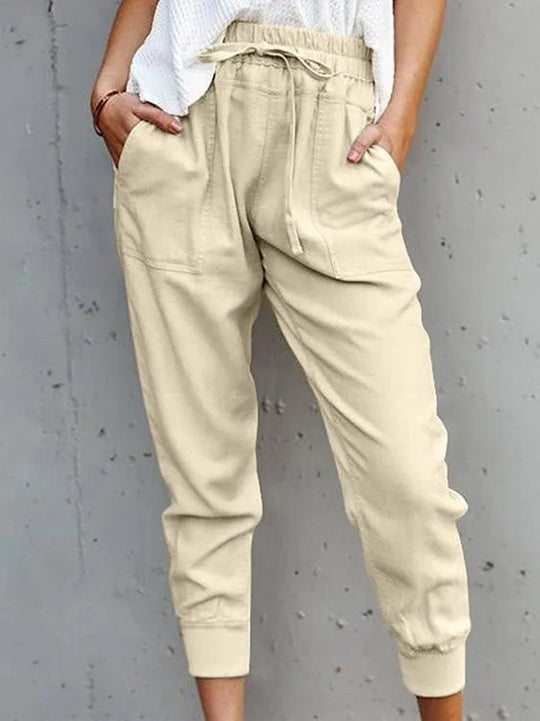 Tracey | Lightweight Cotton Blend Linen Trousers For Women