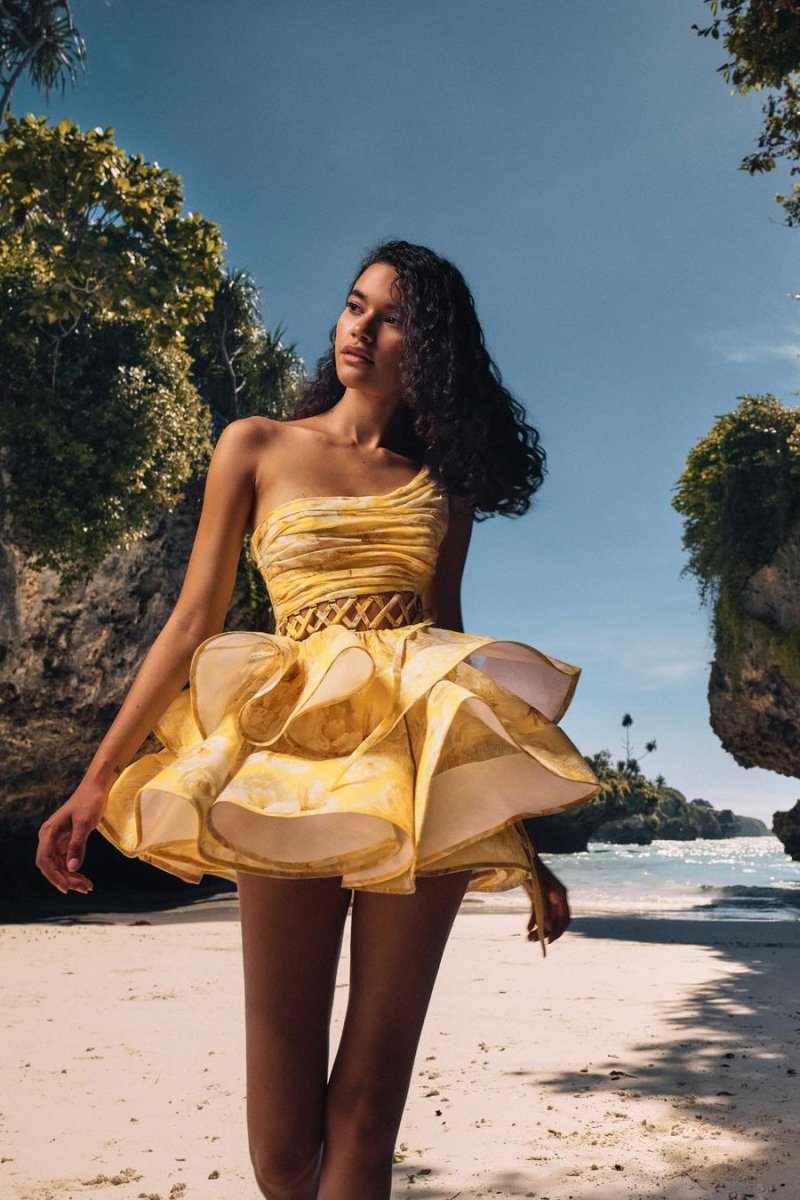 Viridiana | Floral-Print One-Shoulder Chiffon Mini Dress