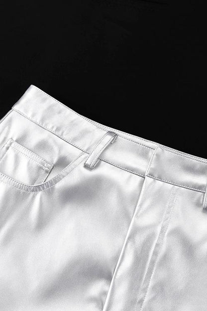 Viola | Maxi Slit Skirt In Metallic