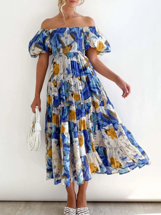 Wilma | Elegant Dress With Puff Sleeves And Floral Print