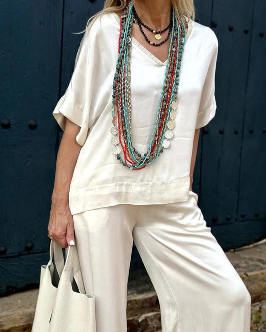 Valeria | Bologna'S Elysian Elegance Blouse & Pants Set