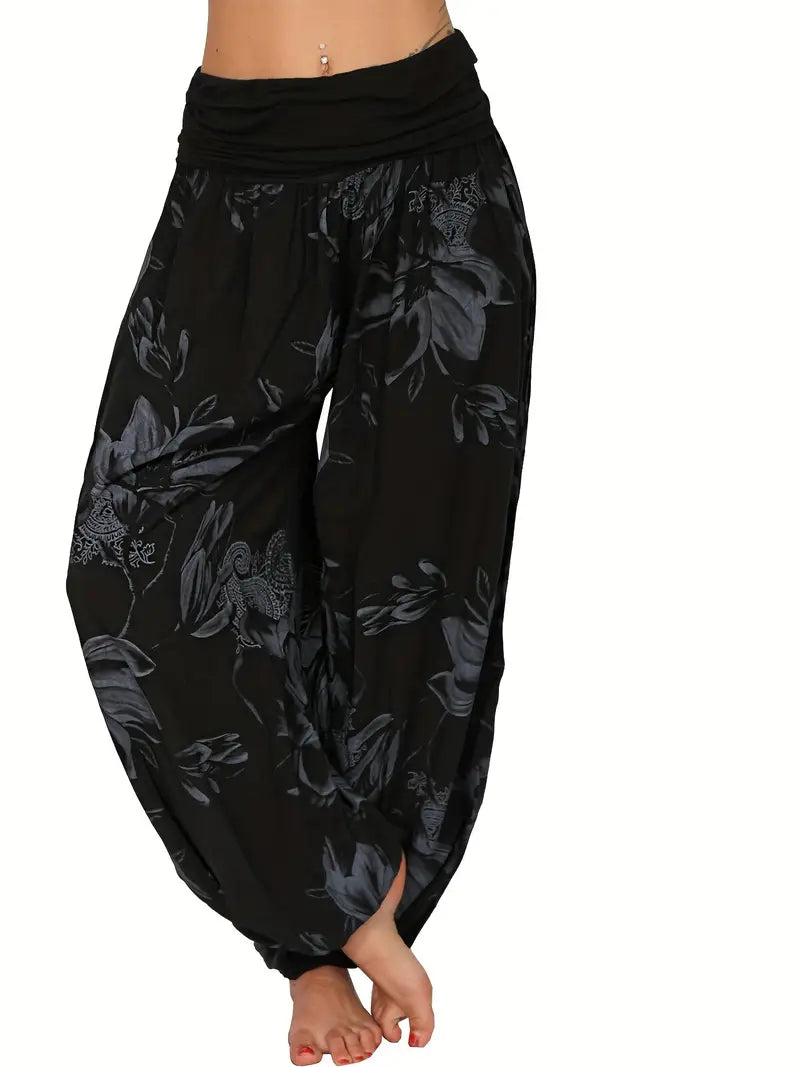 Valerie | Boho Floral Print Harem Pants High Waist Holiday Style