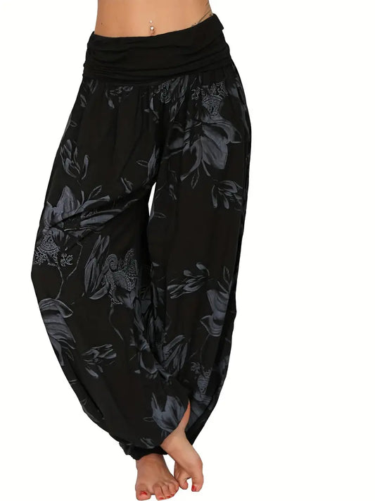 Valerie | Boho Floral Print Harem Pants High Waist Holiday Style