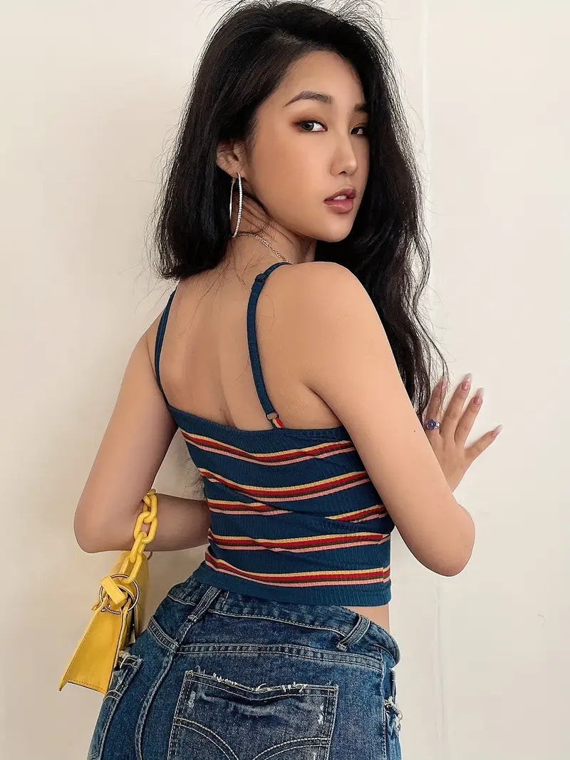 Valeria | Striped Crop Top With Thin Straps
