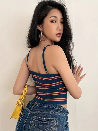 Valeria | Striped Crop Top With Thin Straps