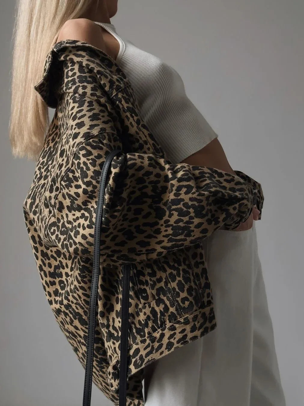 Uma | Leopard print denim jacket for women