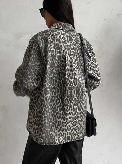 Uma | Leopard print denim jacket for women