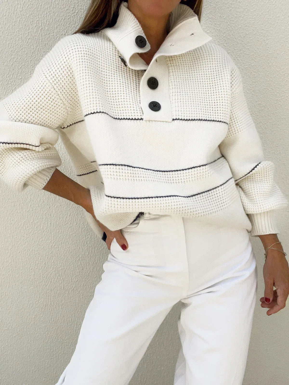 Trixie | Women's knitted sweater with button placket