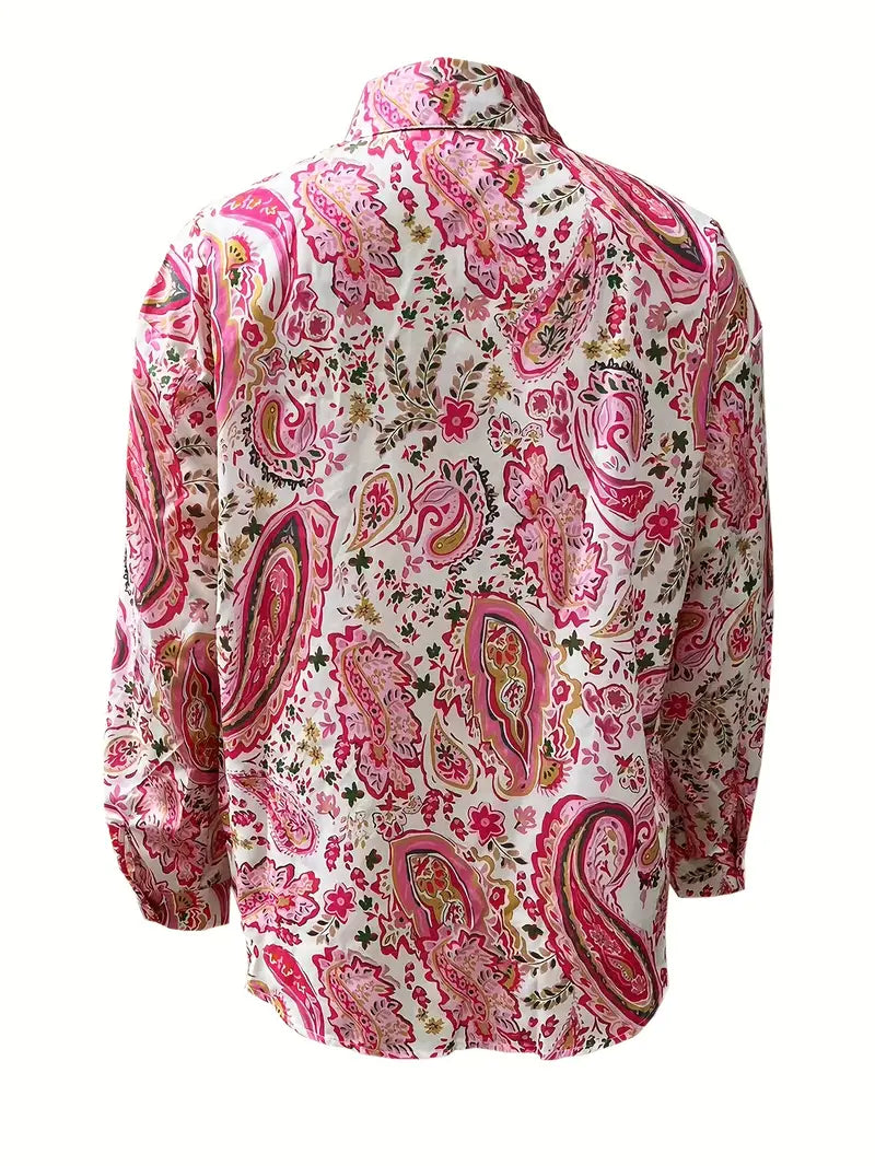 Vanesa | Elegant Long-Sleeved Shirt With Paisley Pattern And Buttons
