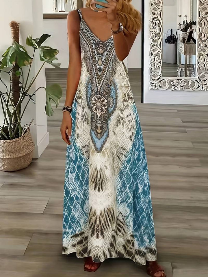 Abigail | Sleeveless Dress With A Feather Pattern