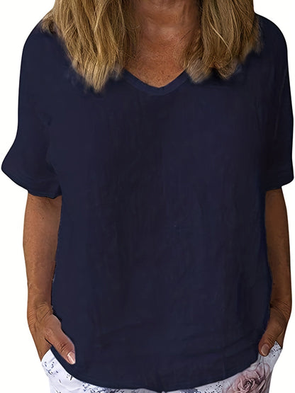 Acacia | Women'S White V-Neck Linen Blouse