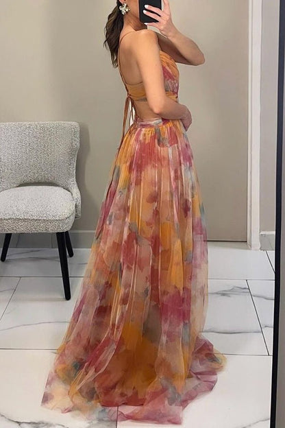 Acacia | Elegant Maxi Dress In An Elegant Floral Print