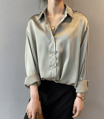 Victoria | Buttoned Satin Silk Blouse