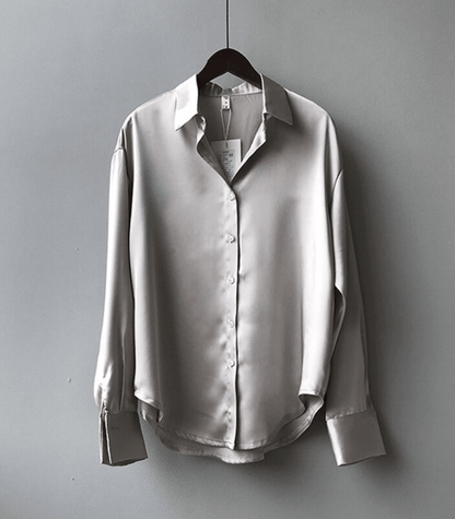 Victoria | Buttoned Satin Silk Blouse