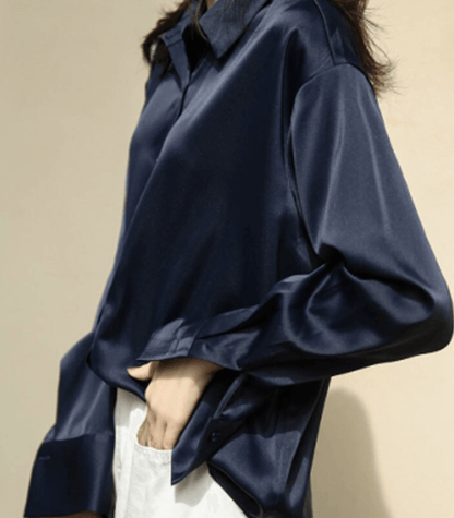 Victoria | Buttoned Satin Silk Blouse