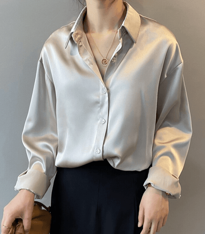 Victoria | Buttoned Satin Silk Blouse