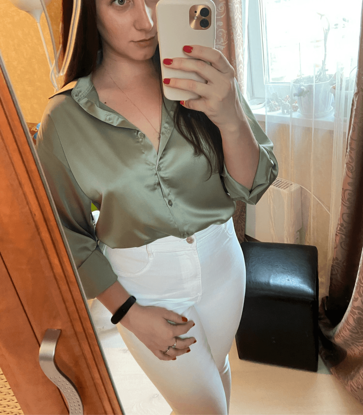 Victoria | Buttoned Satin Silk Blouse