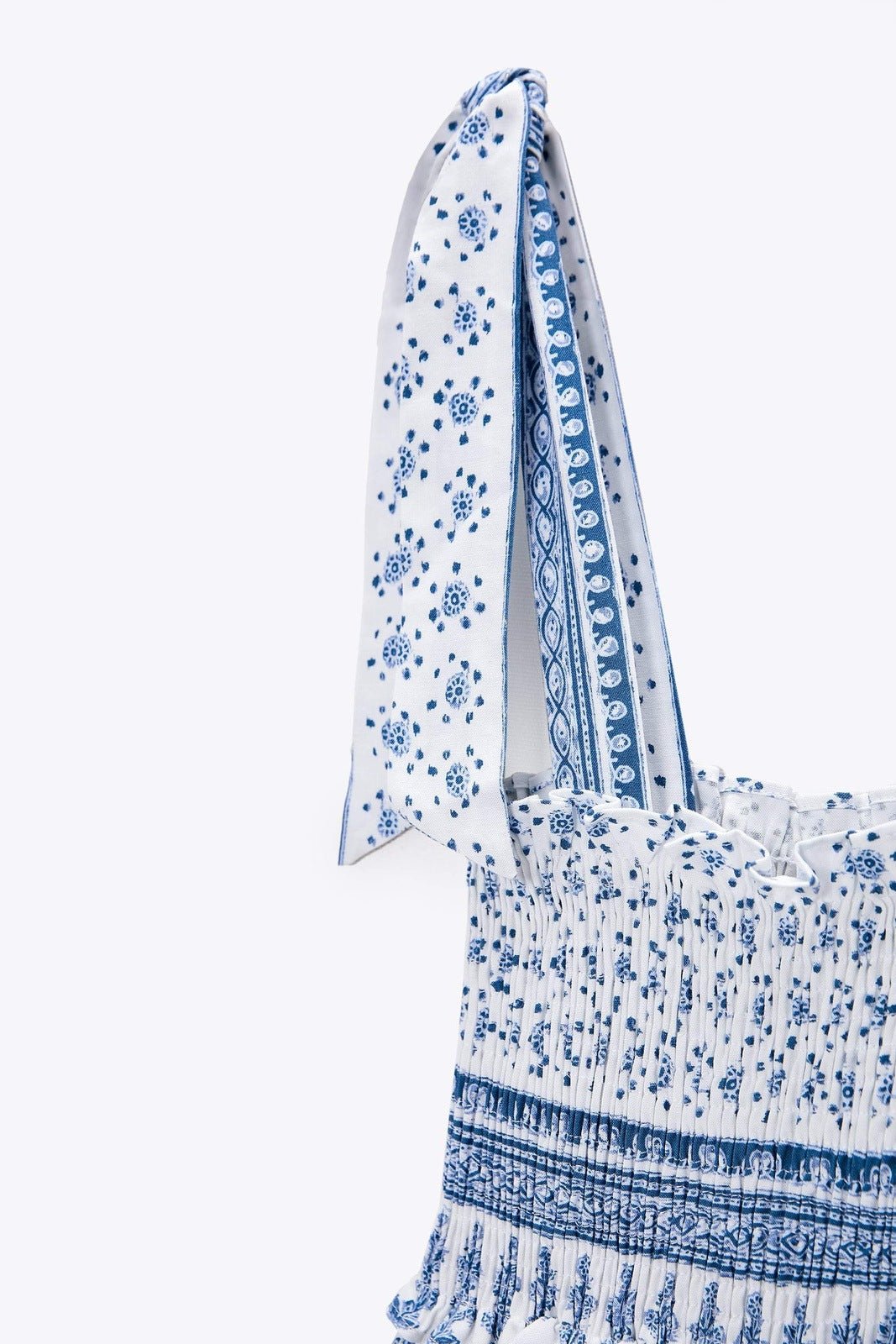 Wren | Printed Midi Dress With Gathered Straps