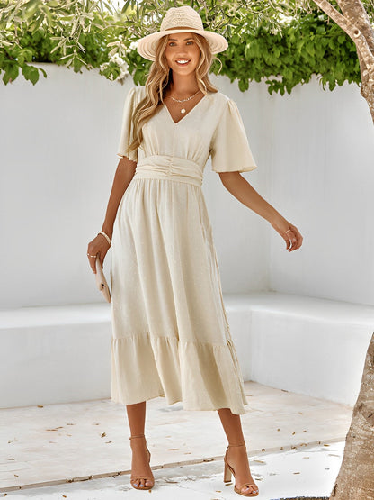 Veda | Belted Wrap Layered Maxi Dress
