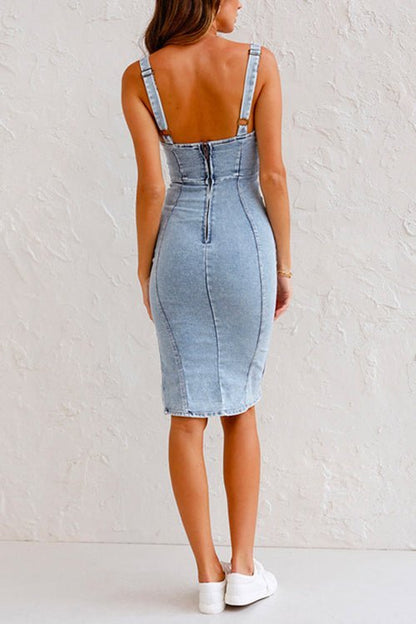 Vicky | Denim dress with adjustable shoulder straps