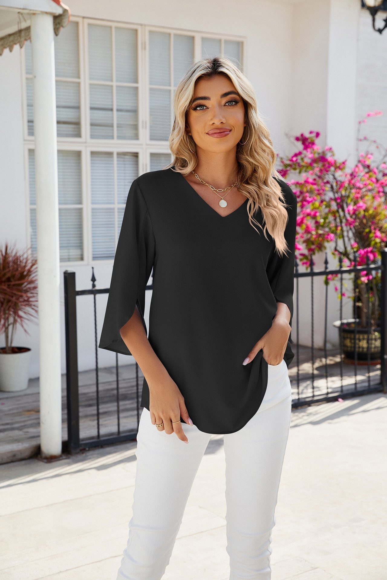 Abigail | Elegant VNeck Blouse for Ladies