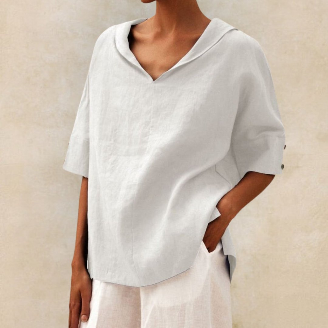 Thea | -neck casual linen shirt