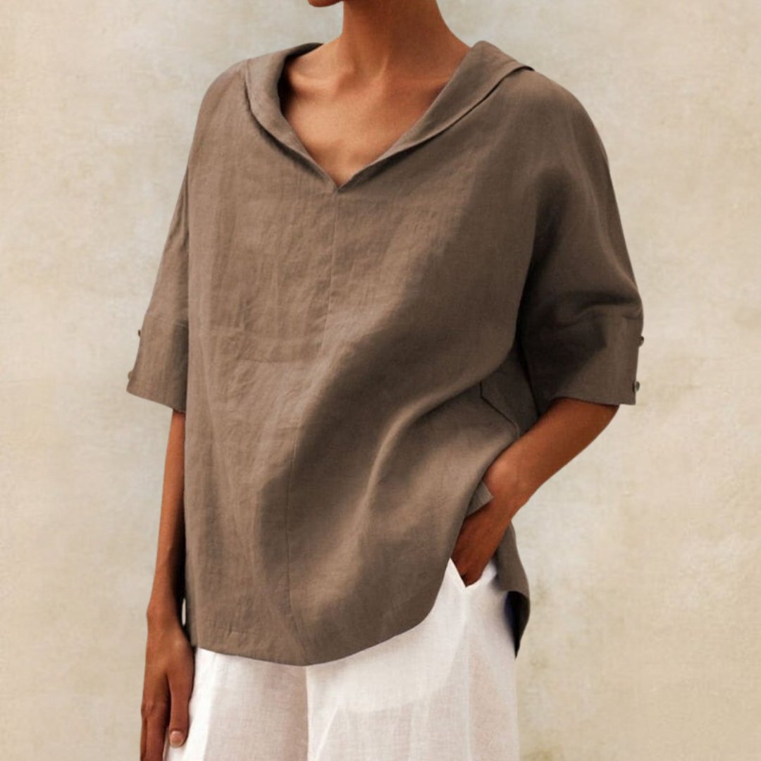 Thea | -neck casual linen shirt