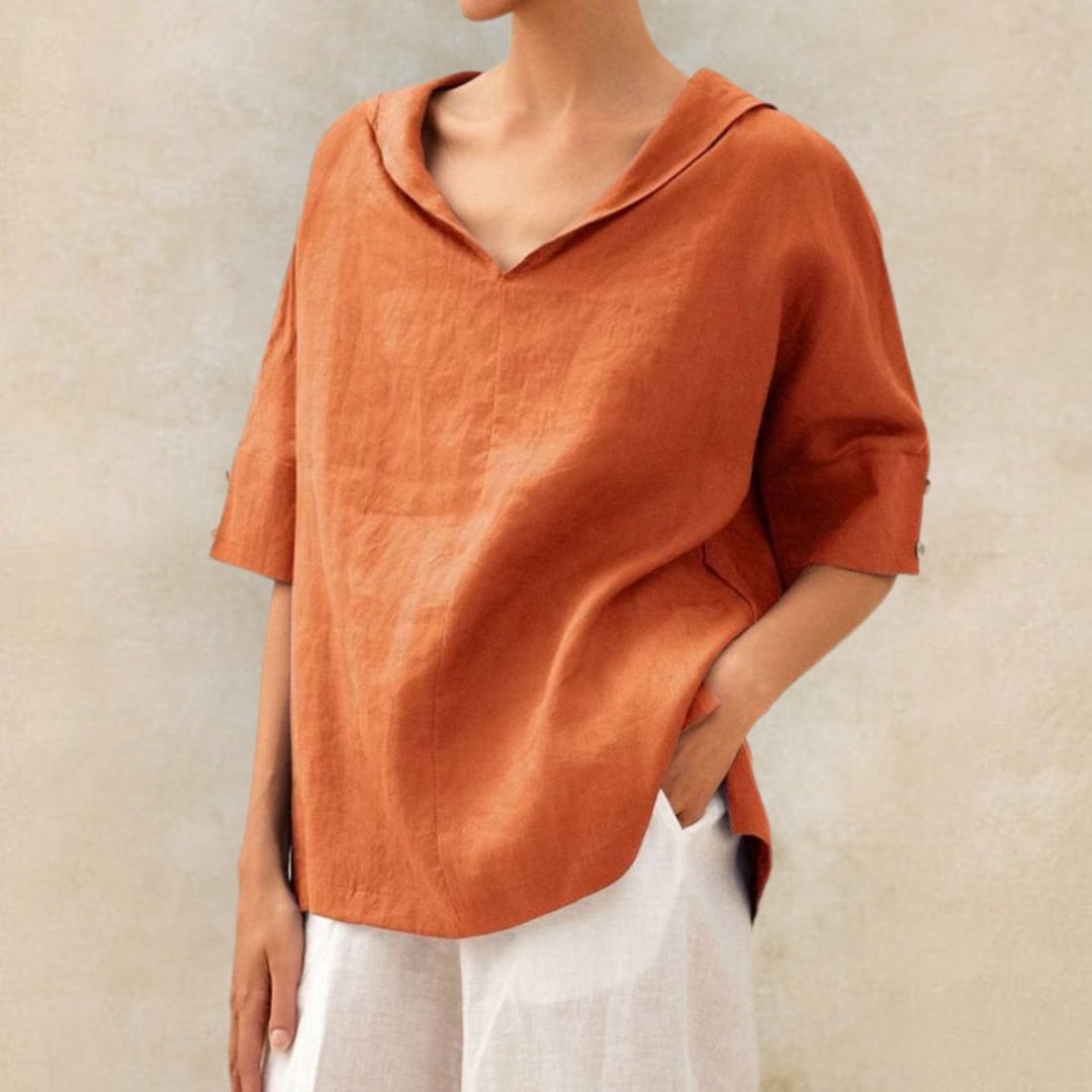 Thea | -neck casual linen shirt